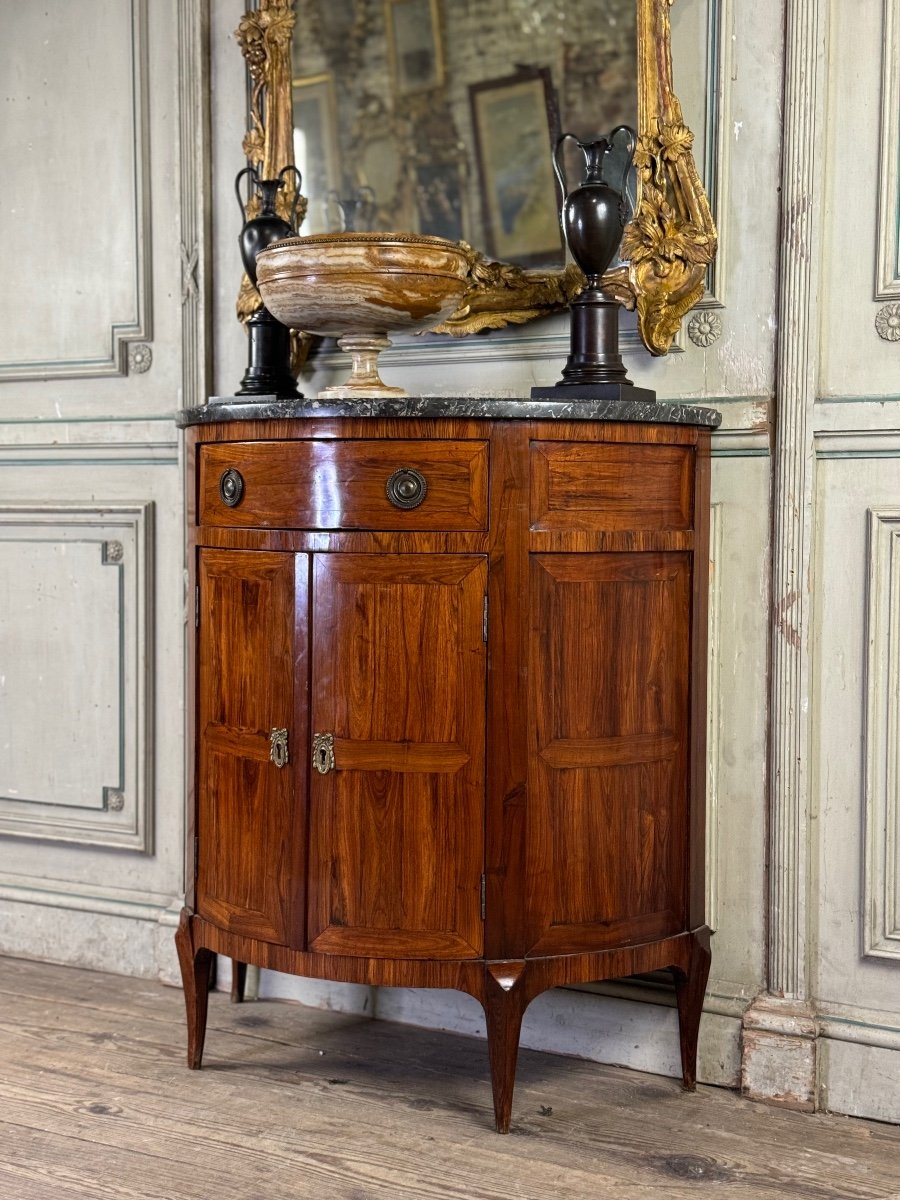 Half-moon Sideboard In Rosewood Veneer, Saint-anne Grey Marble, 18th Century -photo-5