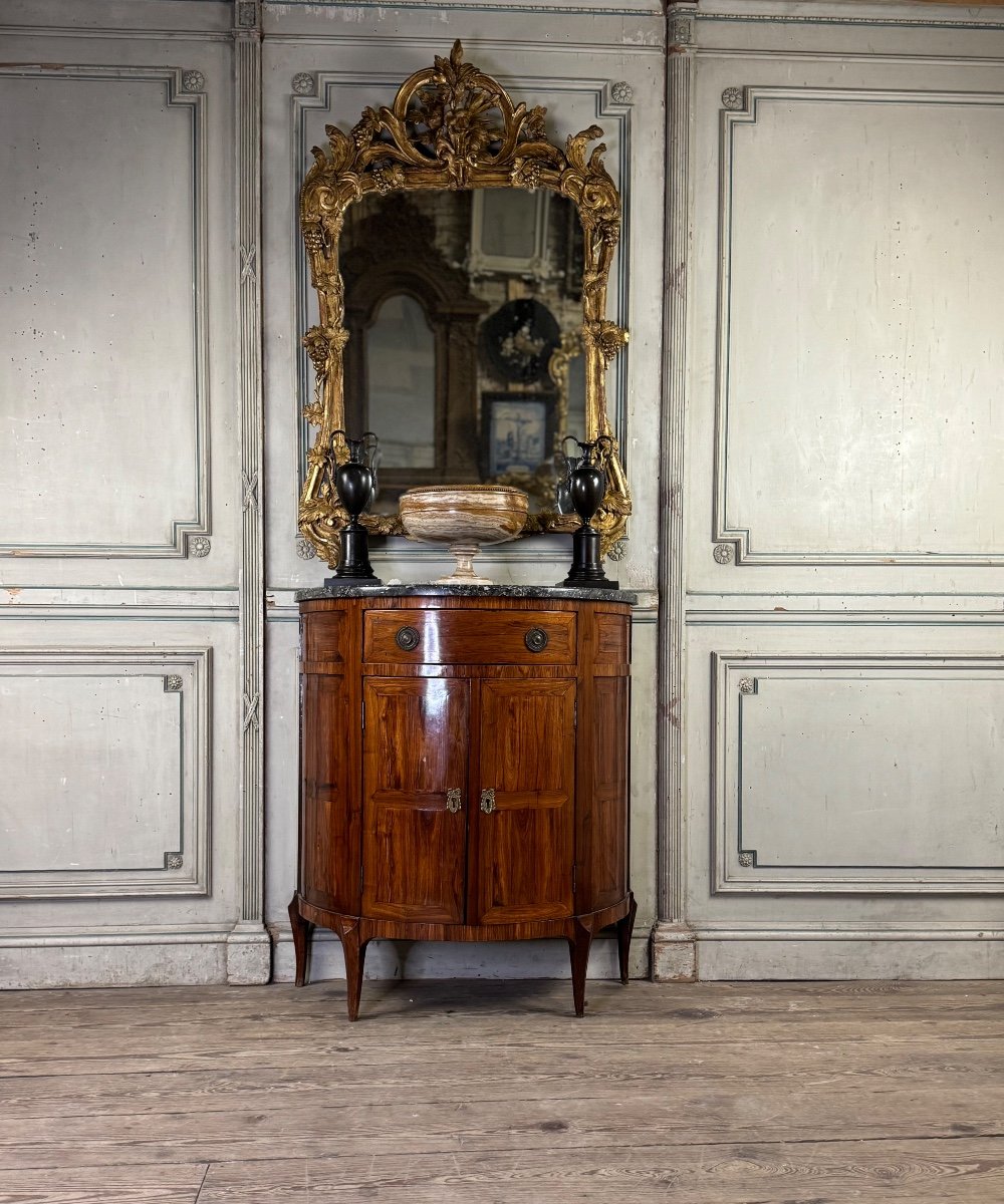 Half-moon Sideboard In Rosewood Veneer, Saint-anne Grey Marble, 18th Century -photo-6