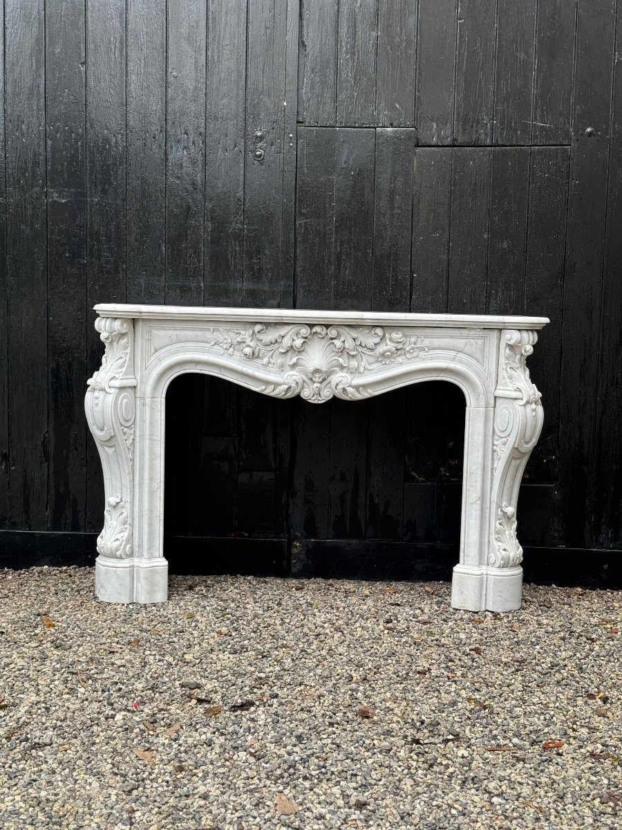 Imposing Louis XV Style Fireplace In White Carrara Marble Circa 1880-photo-6