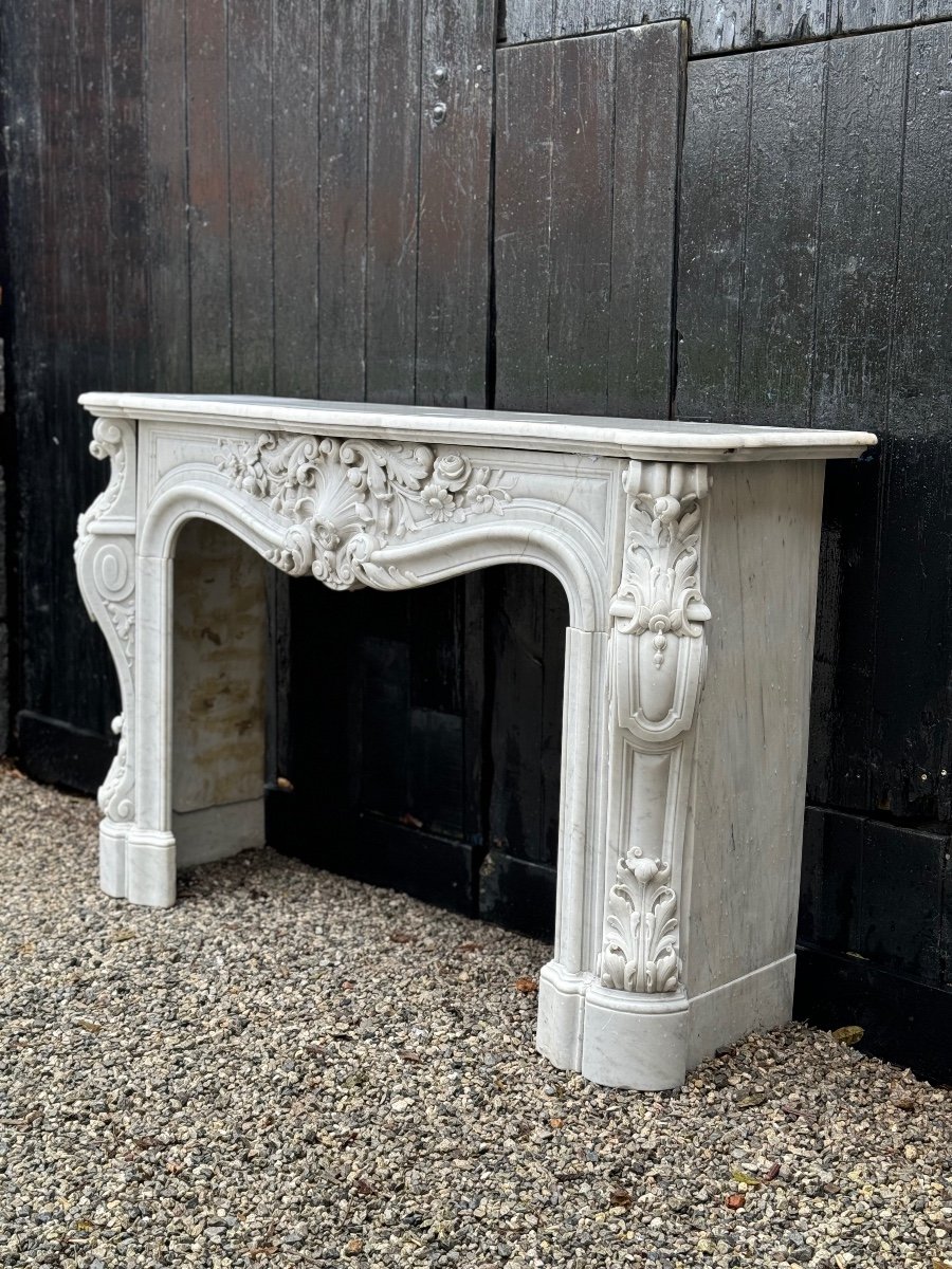 Imposing Louis XV Style Fireplace In White Carrara Marble Circa 1880-photo-7