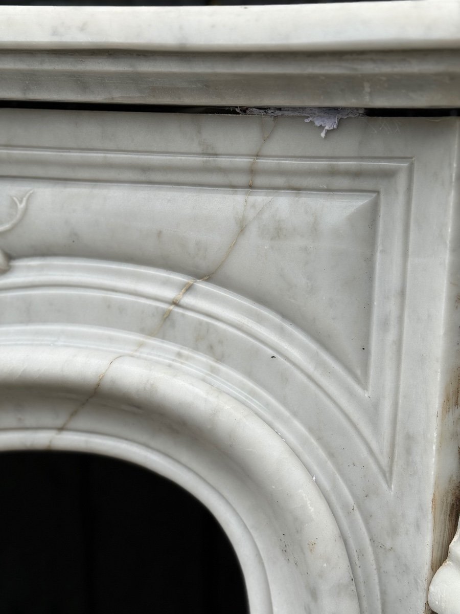 Imposing Louis XV Style Fireplace In White Carrara Marble Circa 1880-photo-8