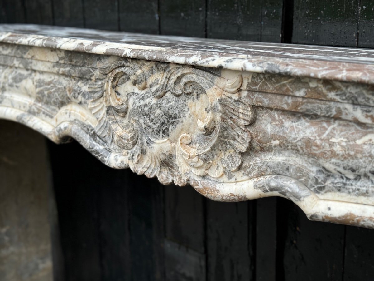 Regency Fireplace In Grey Ardennes Marble, 18th Century-photo-3