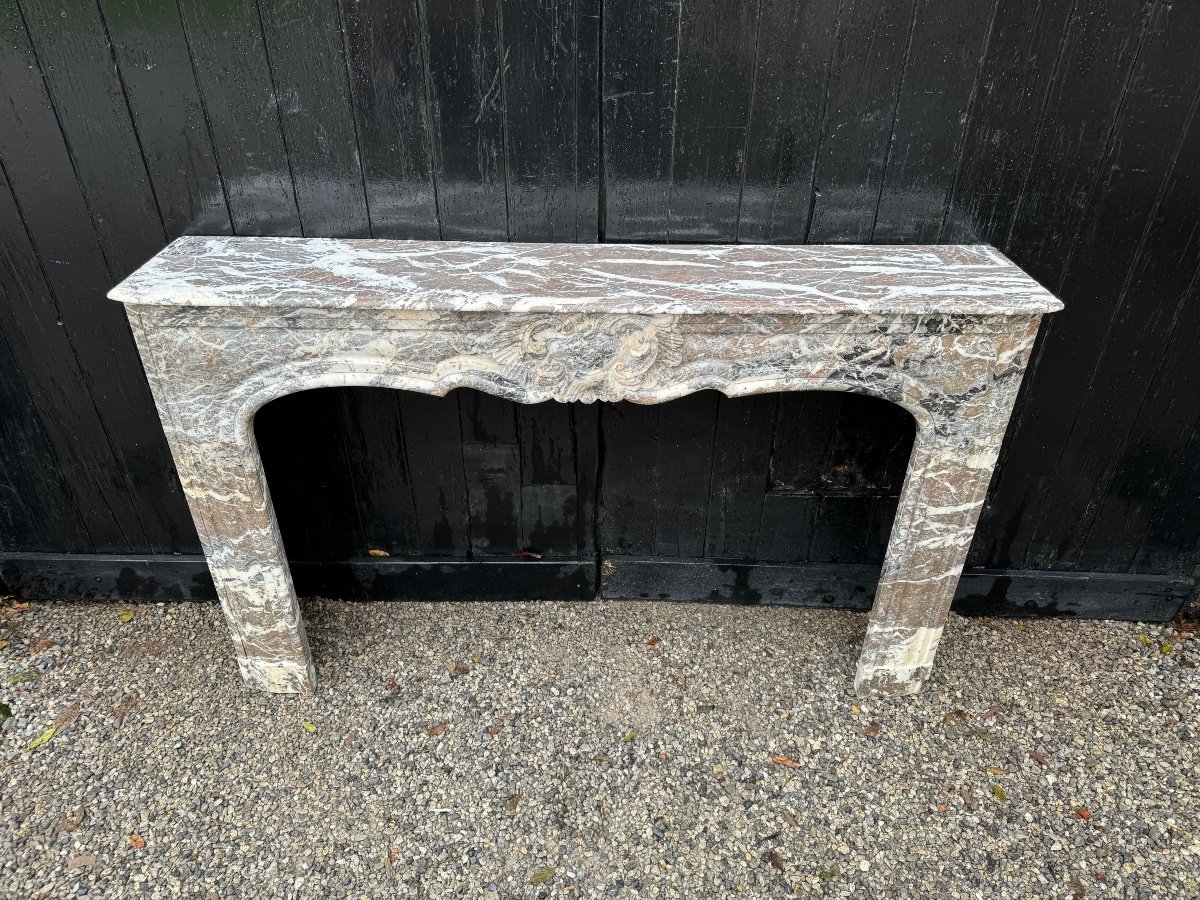 Regency Fireplace In Grey Ardennes Marble, 18th Century-photo-3