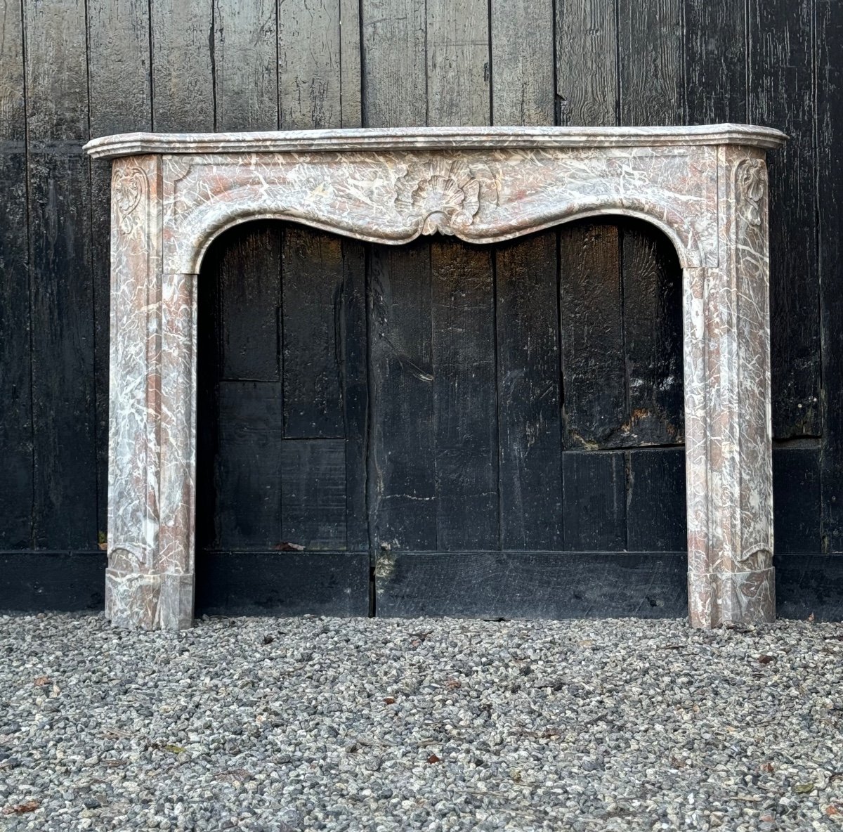 Regency Fireplace In Grey Ardennes Marble, 18th Century-photo-1