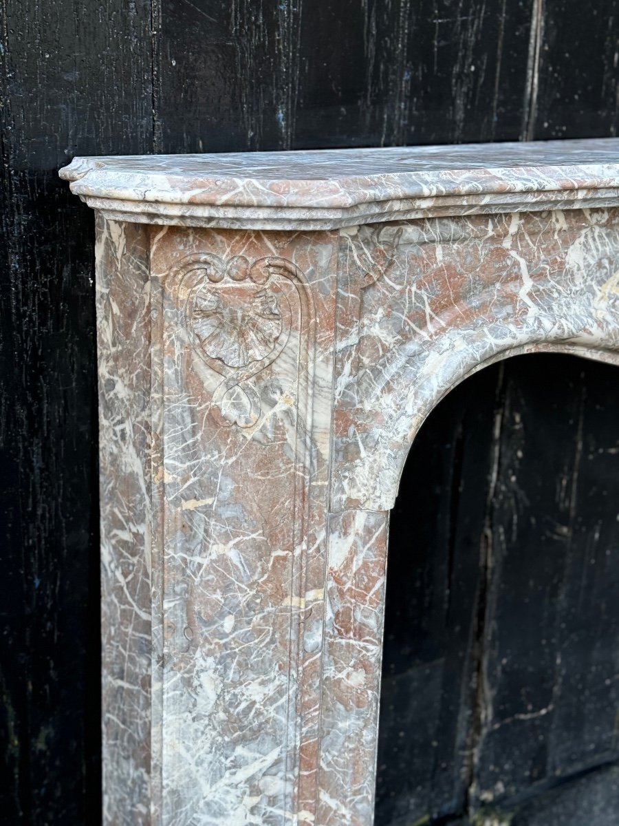 Regency Fireplace In Grey Ardennes Marble, 18th Century-photo-3