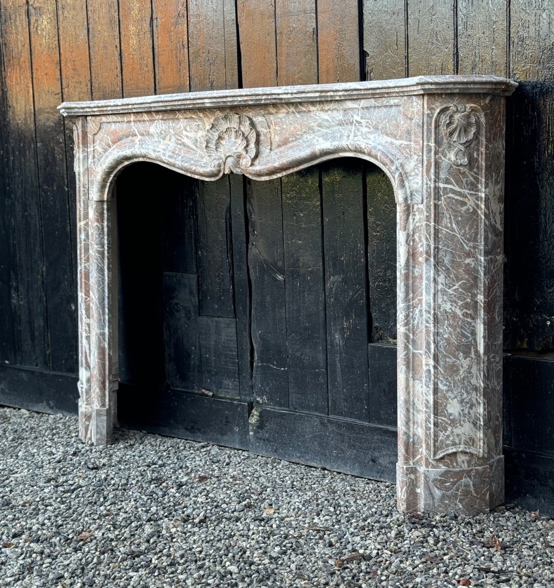 Regency Fireplace In Grey Ardennes Marble, 18th Century