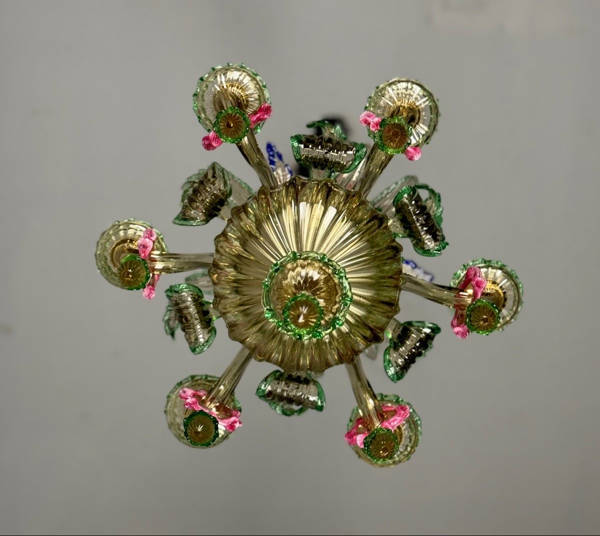 Venetian Chandelier In Multi-colored Murano Glass With Dominant Mordoré, Circa 1940-photo-2