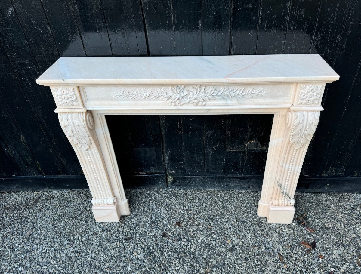 Louis XVI Style Fireplace In Pink Marble Circa 1980 -photo-2