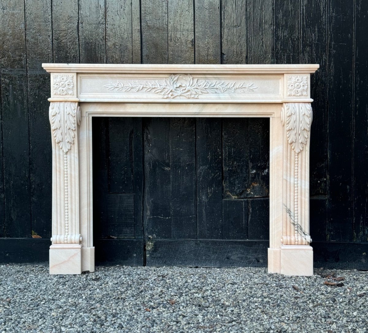 Louis XVI Style Fireplace In Pink Marble Circa 1980 -photo-3