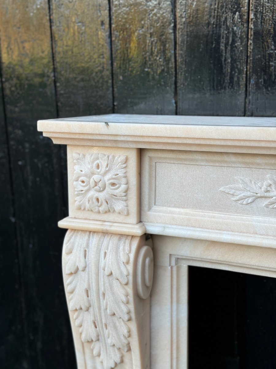 Louis XVI Style Fireplace In Pink Marble Circa 1980 -photo-2