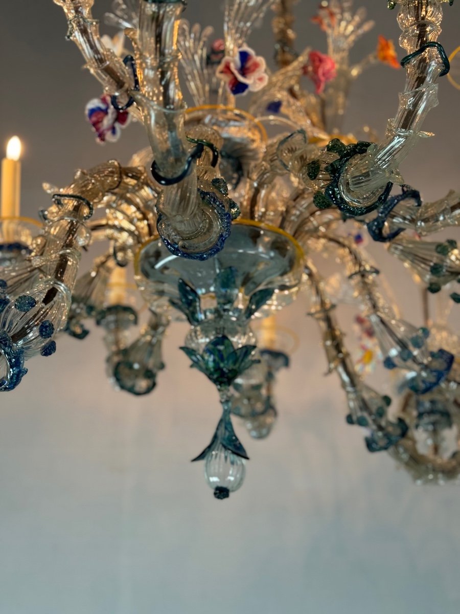 Rezzonico Gondola Chandelier In Multicolored Murano Glass Circa 1900-photo-1