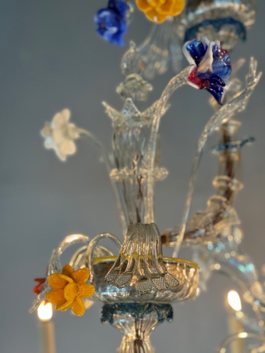 Rezzonico Gondola Chandelier In Multicolored Murano Glass Circa 1900-photo-4