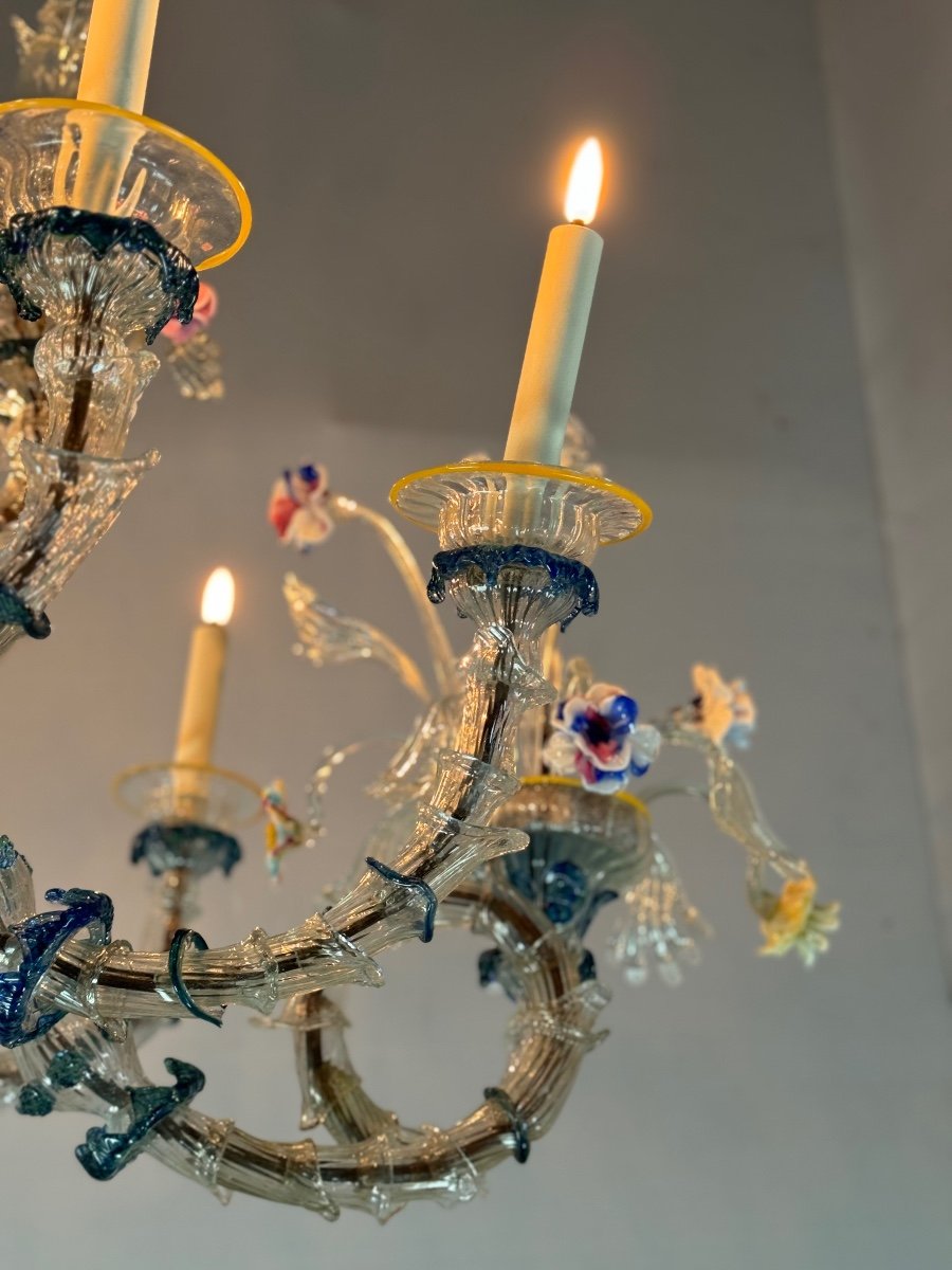 Rezzonico Gondola Chandelier In Multicolored Murano Glass Circa 1900-photo-6