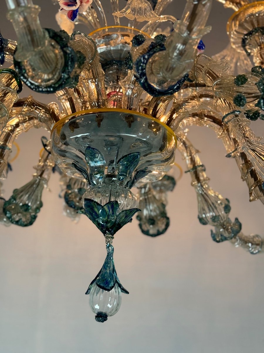 Rezzonico Gondola Chandelier In Multicolored Murano Glass Circa 1900-photo-7