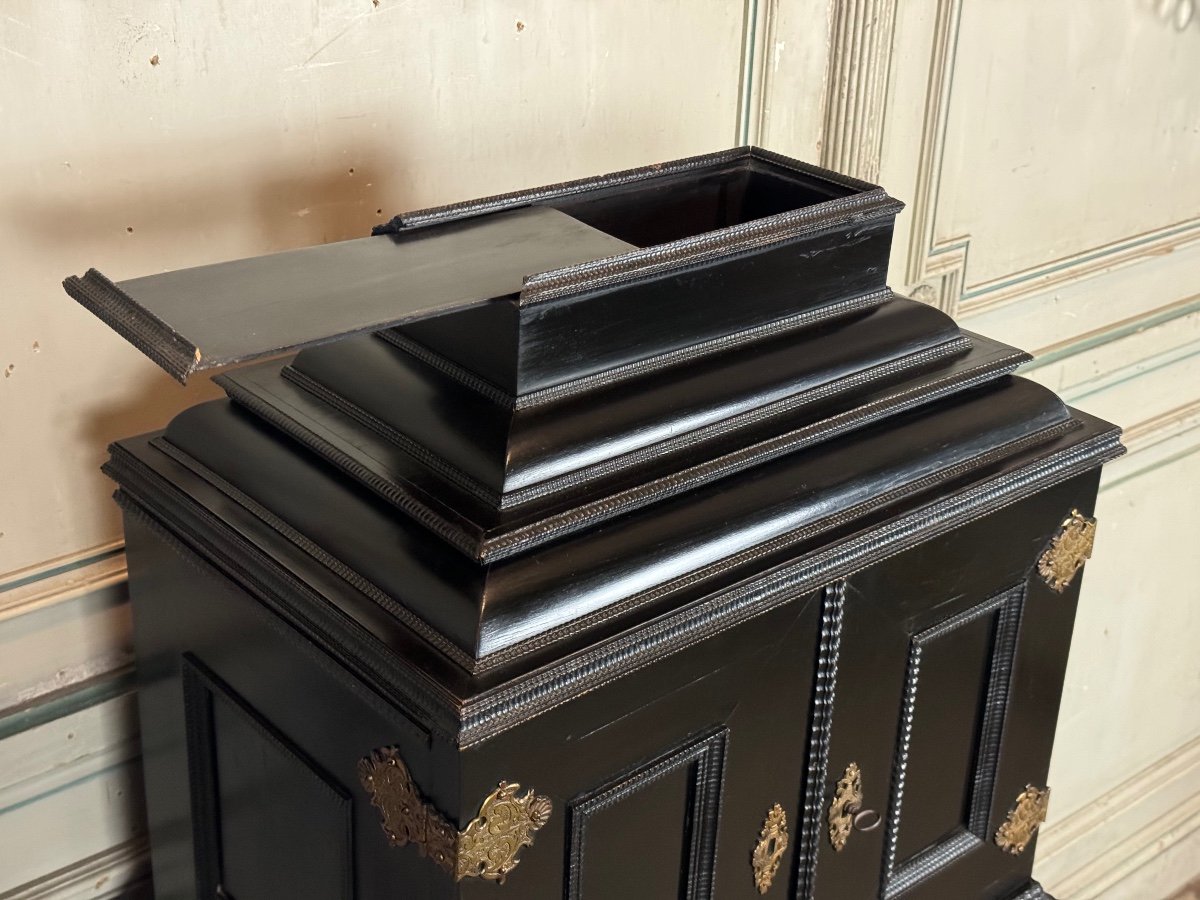 Cabinet In Ebony And Blackened Wood, Bone Marquetry, 19th Century-photo-3