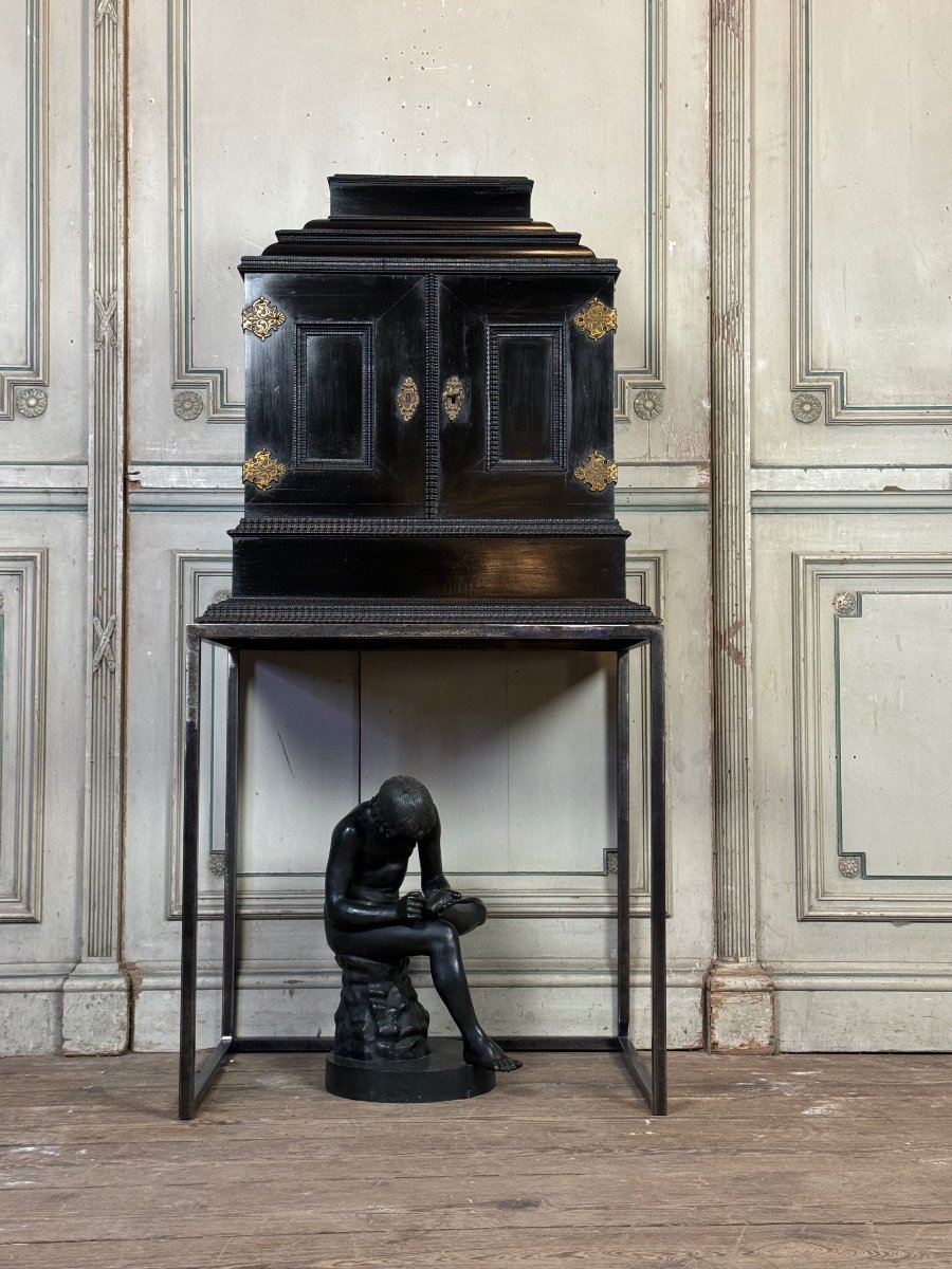 Cabinet In Ebony And Blackened Wood, Bone Marquetry, 19th Century-photo-1