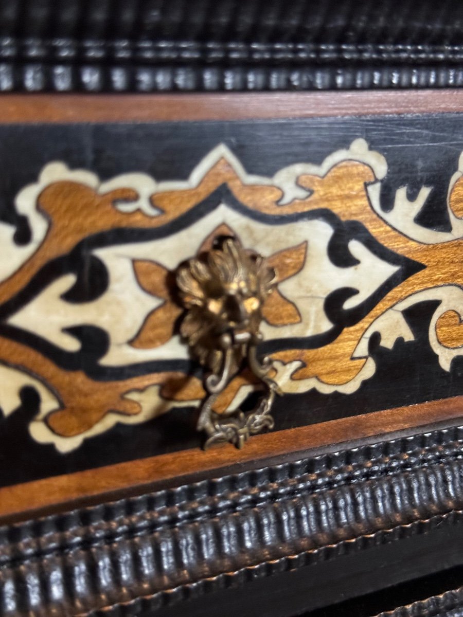 Cabinet In Ebony And Blackened Wood, Bone Marquetry, 19th Century-photo-4