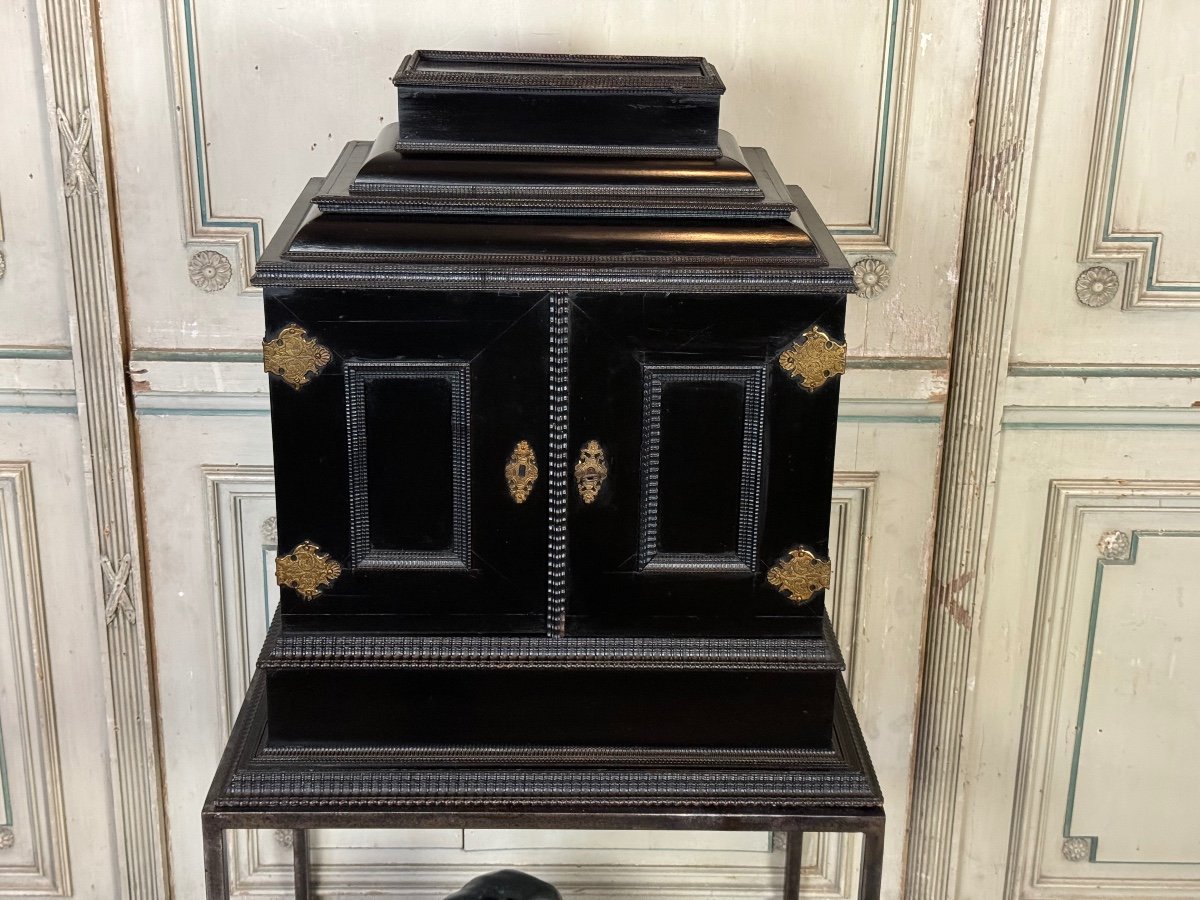 Cabinet In Ebony And Blackened Wood, Bone Marquetry, 19th Century-photo-7