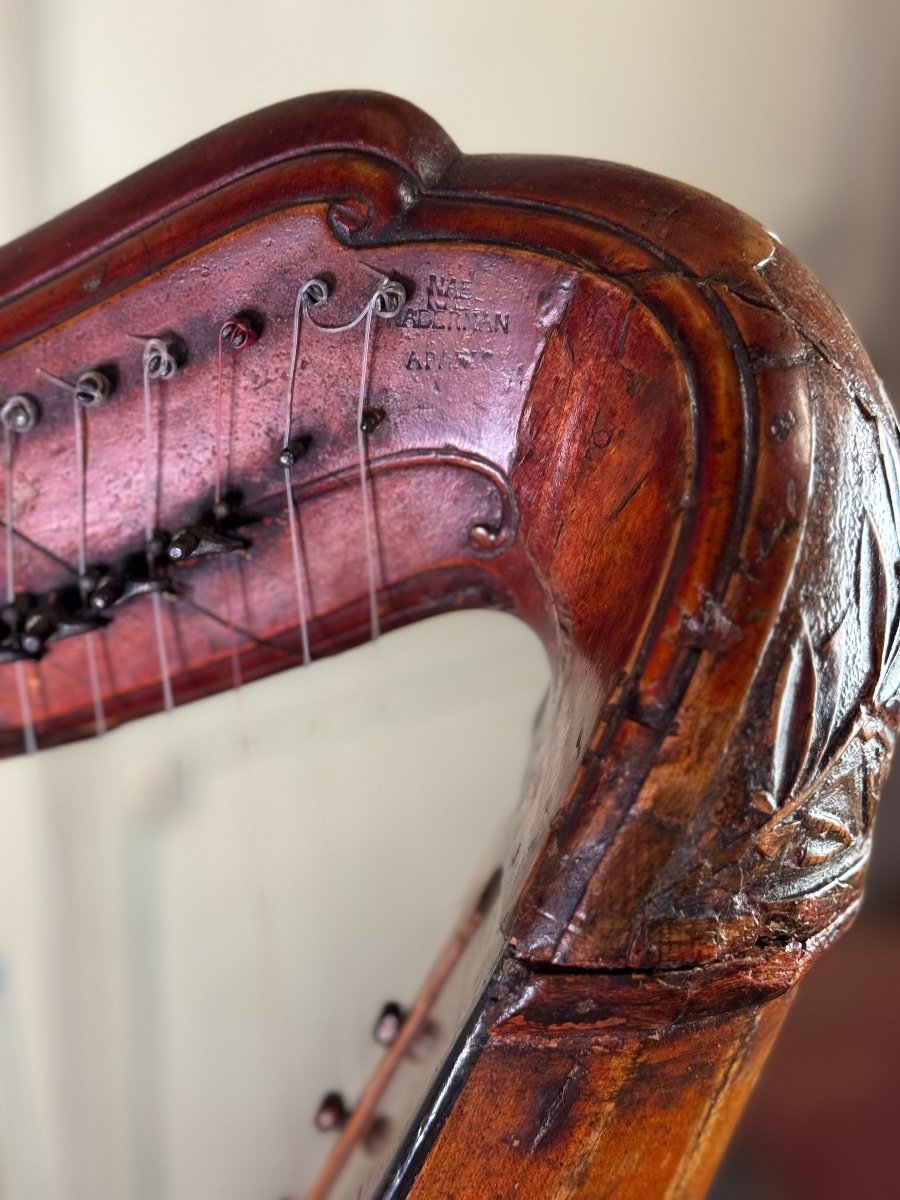 Naderman Harp, Richly Carved Fruitwood, Paris Circa 1780-photo-1