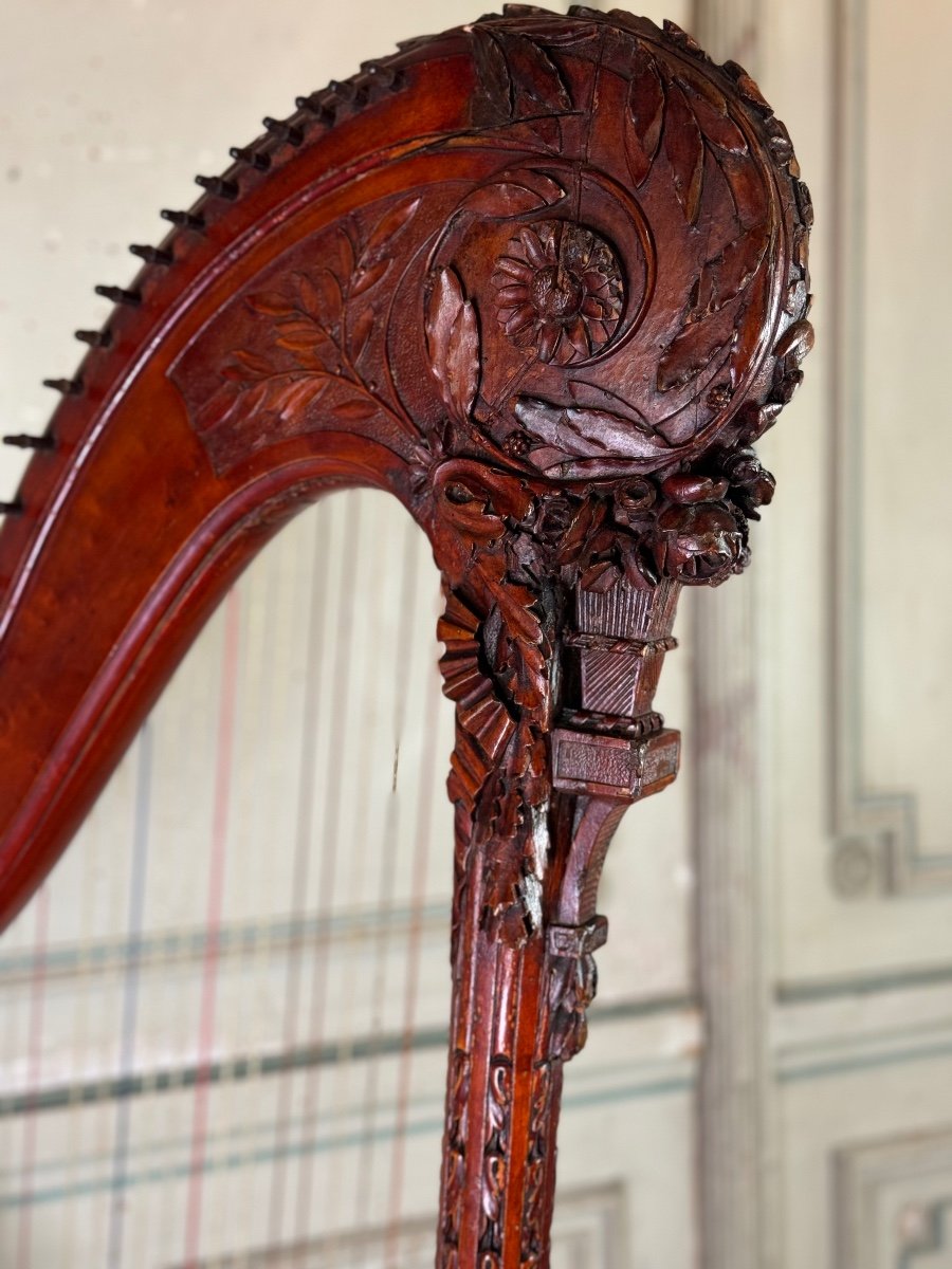 Naderman Harp, Richly Carved Fruitwood, Paris Circa 1780-photo-7