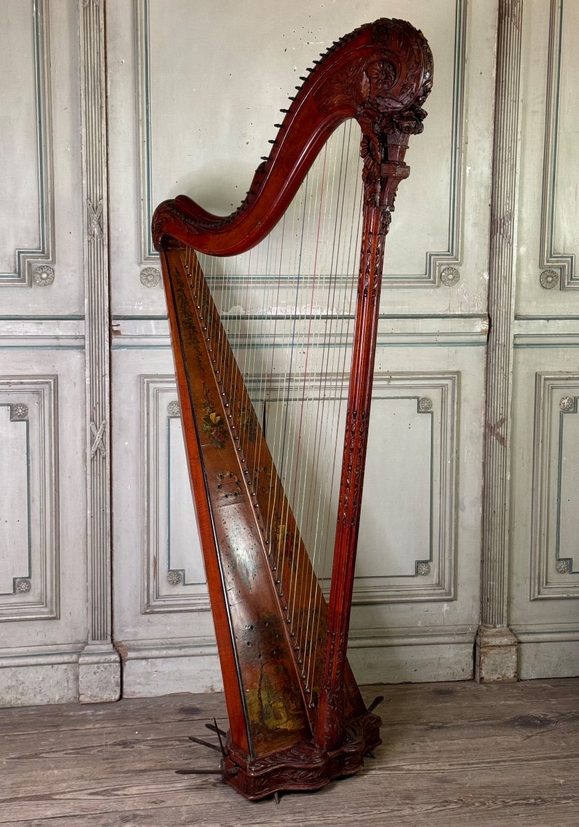 Naderman Harp, Richly Carved Fruitwood, Paris Circa 1780