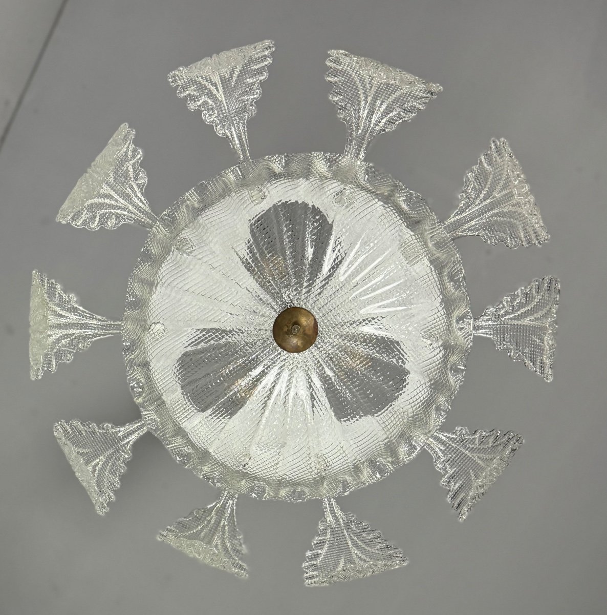 Art Deco Venetian Chandelier In Colorless Murano Glass Circa 1920 -photo-2