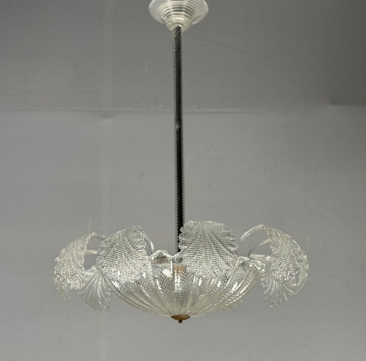 Art Deco Venetian Chandelier In Colorless Murano Glass Circa 1920 -photo-4