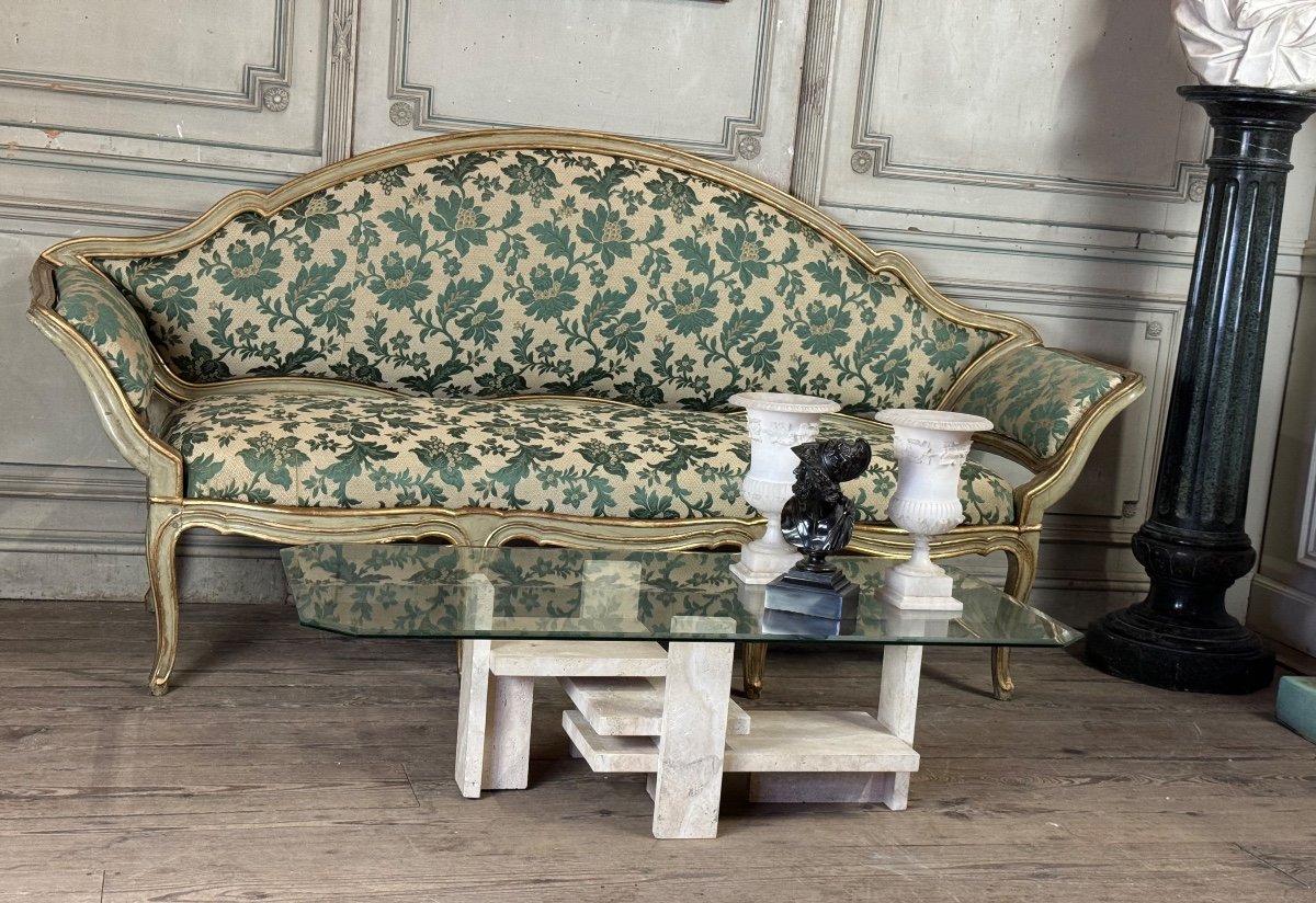 Painted And Gilded Wooden Bench, Venice, 18th Century-photo-6