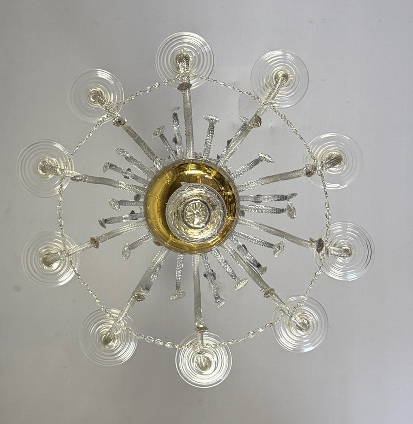 Lustre Liégeois En Cristal Et Verre Taillé Sur Deux Niveaux , 10 Bras De Lumière, XVIIIème Sièc-photo-4