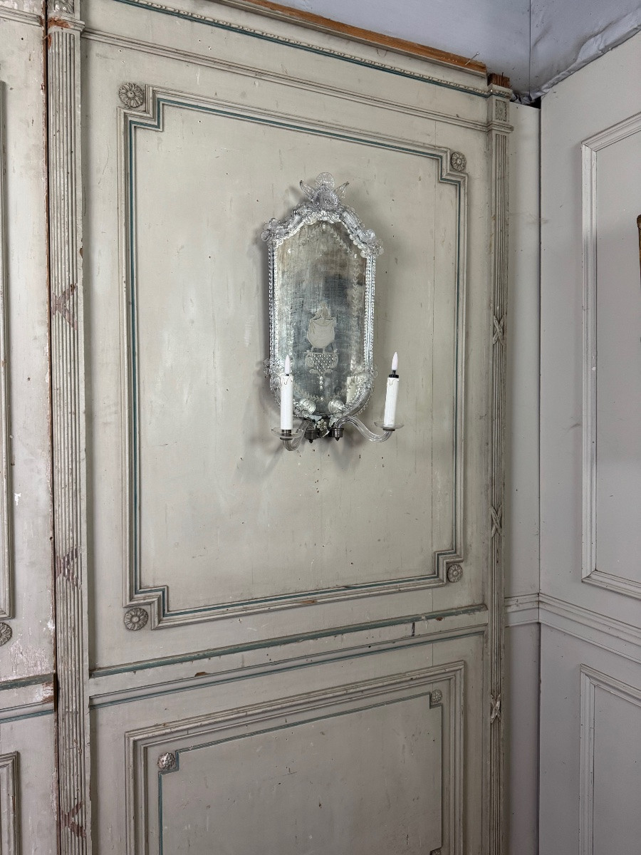 Pair Of Venetian Murano Glass Wall Mirrors Circa 1900-photo-8