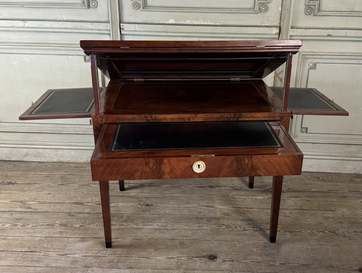 Tronchin Table, Mahogany And Mahogany Veneer, Stamped Chapuis, Circa 1800-photo-2