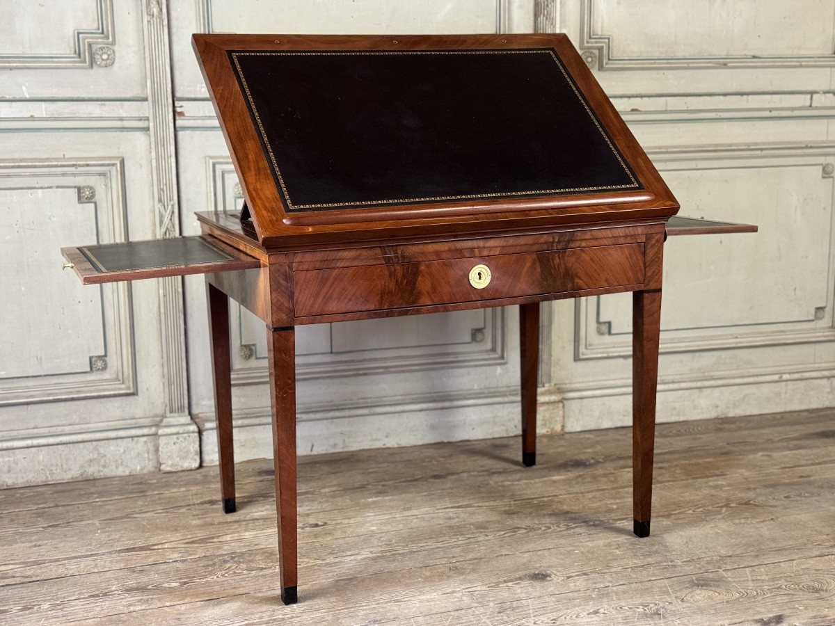 Tronchin Table, Mahogany And Mahogany Veneer, Stamped Chapuis, Circa 1800-photo-1