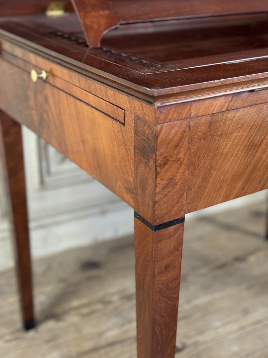 Tronchin Table, Mahogany And Mahogany Veneer, Stamped Chapuis, Circa 1800-photo-3