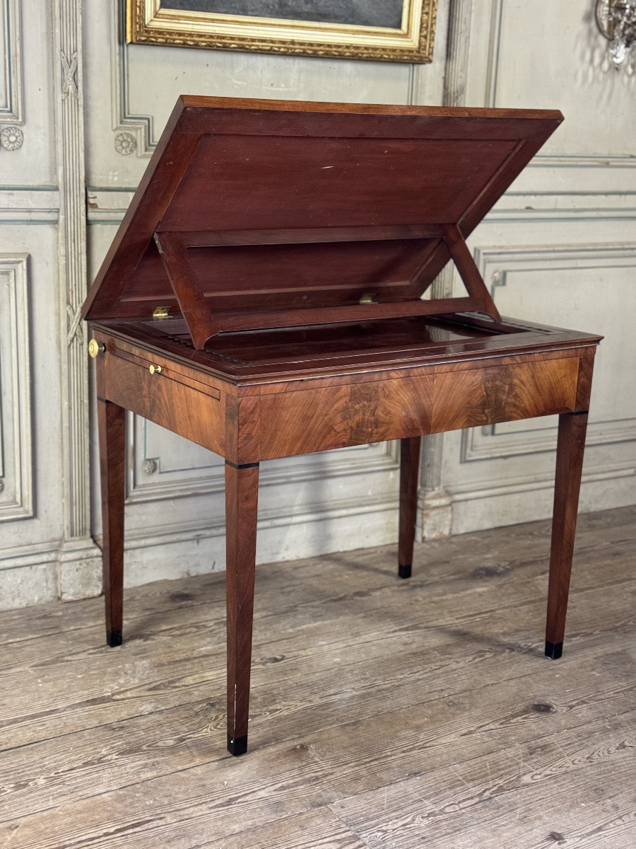 Tronchin Table, Mahogany And Mahogany Veneer, Stamped Chapuis, Circa 1800-photo-4