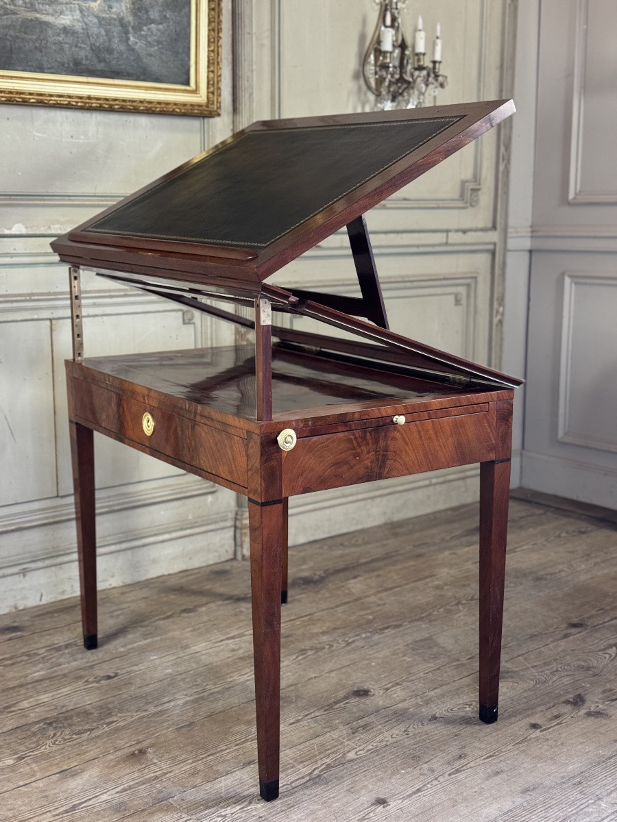 Tronchin Table, Mahogany And Mahogany Veneer, Stamped Chapuis, Circa 1800-photo-8