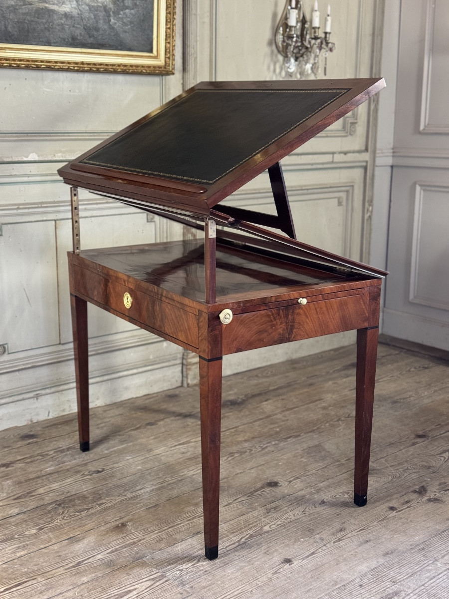 Tronchin Table, Mahogany And Mahogany Veneer, Stamped Chapuis, Circa 1800