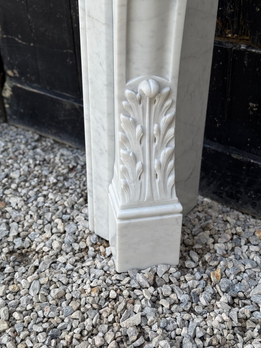 Louis XV Style Fireplace In Carrara Marble, Circa 1980 -photo-2