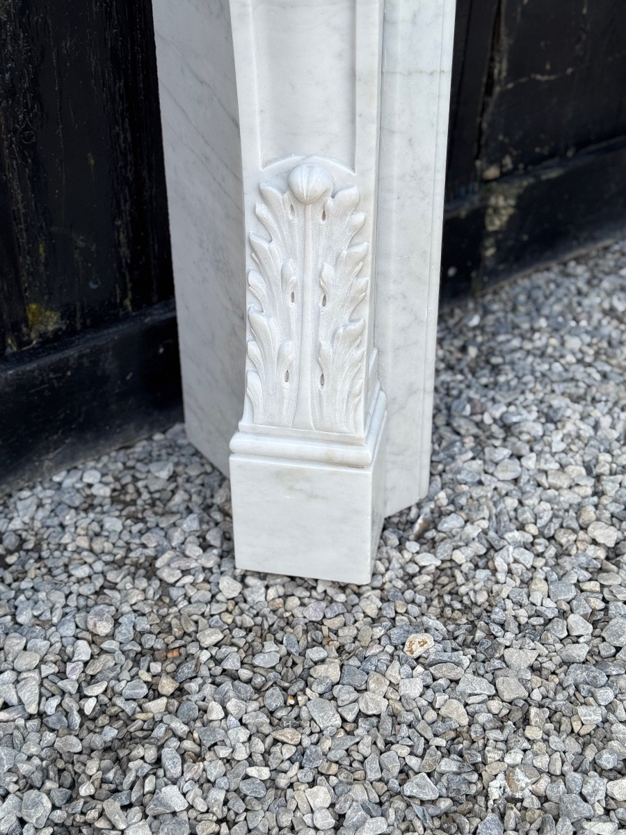 Louis XV Style Fireplace In Carrara Marble, Circa 1980 -photo-5