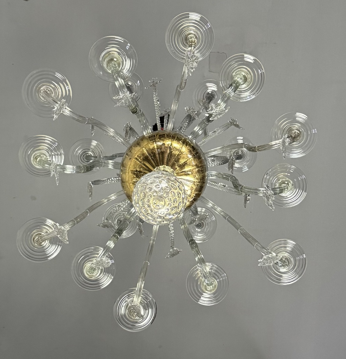 Lustre Liégeois En Verre Soufflé, Deux Niveaux De Bras De Lumière, XVIIIème Siècle -photo-2