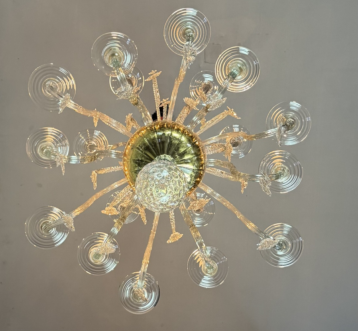 Liège Blown Glass Chandelier, Two Levels Of Arms, 18th Century -photo-3