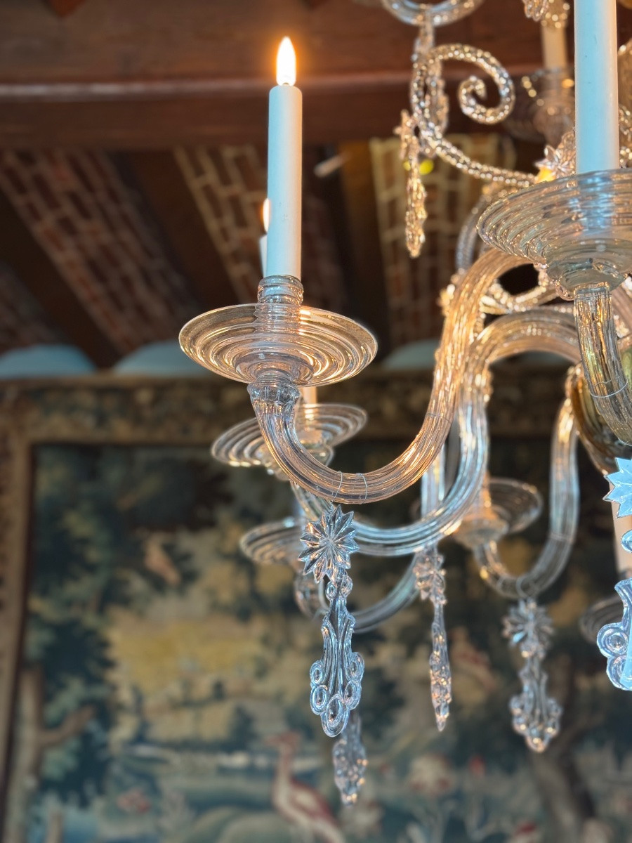 Liège Blown Glass Chandelier, Two Levels Of Arms, 18th Century -photo-1