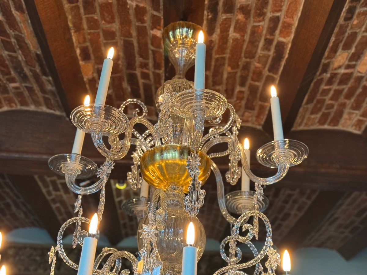 Liège Blown Glass Chandelier, Two Levels Of Arms, 18th Century -photo-3