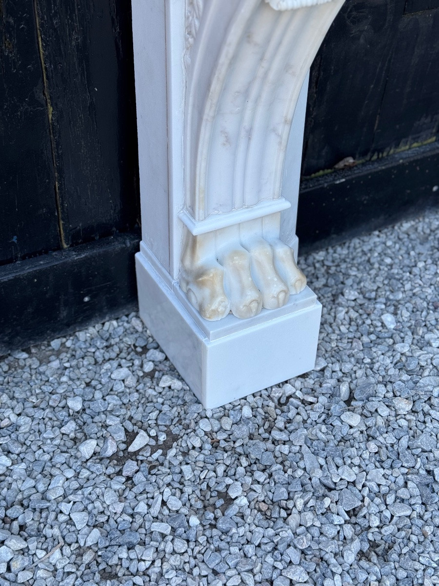 Charles X White Carrara Marble Fireplace, 19th Century-photo-3