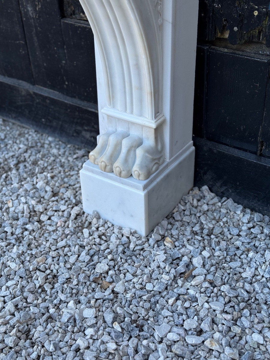 Charles X White Carrara Marble Fireplace, 19th Century-photo-3