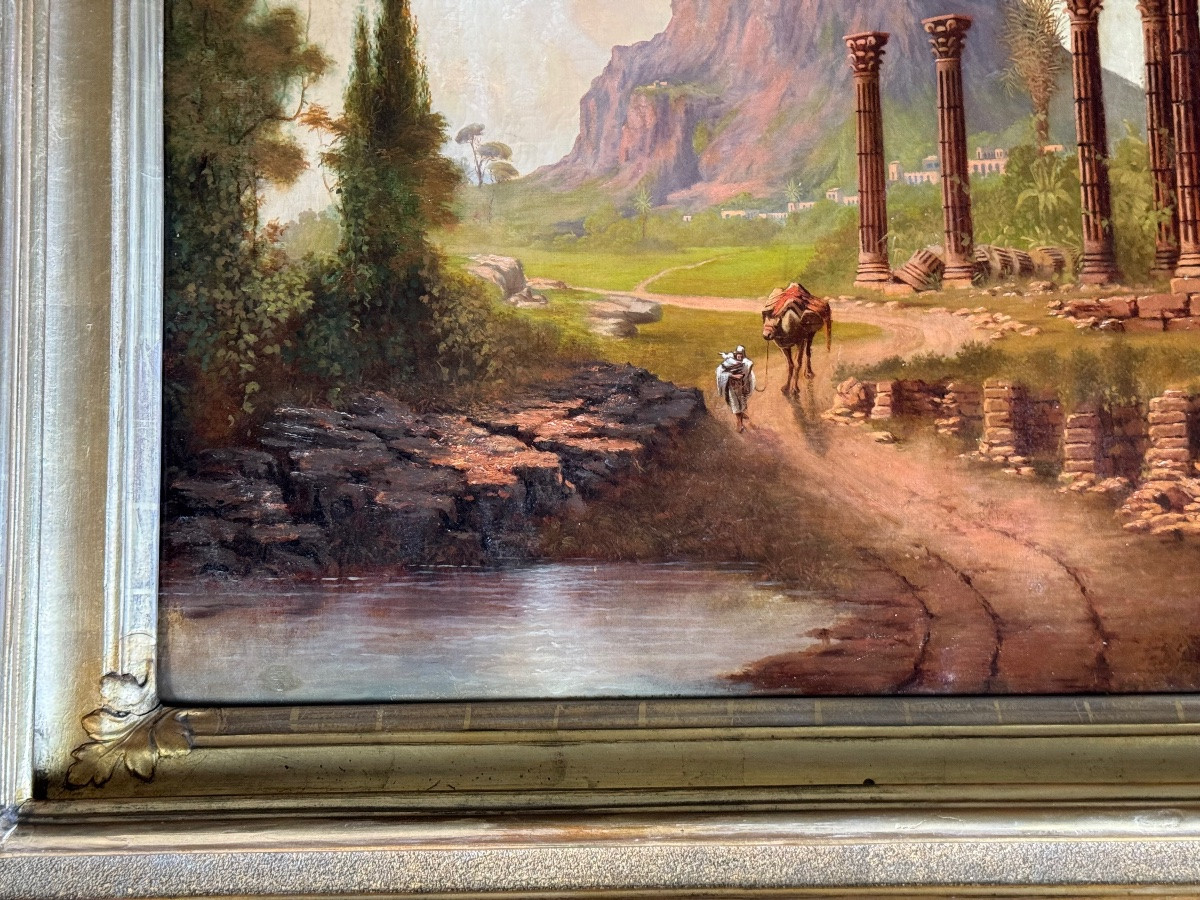 Vue Du Parthenon, Paysage Imaginaire, Huile Sur Toile, Signée Et Datée 1881?-photo-2