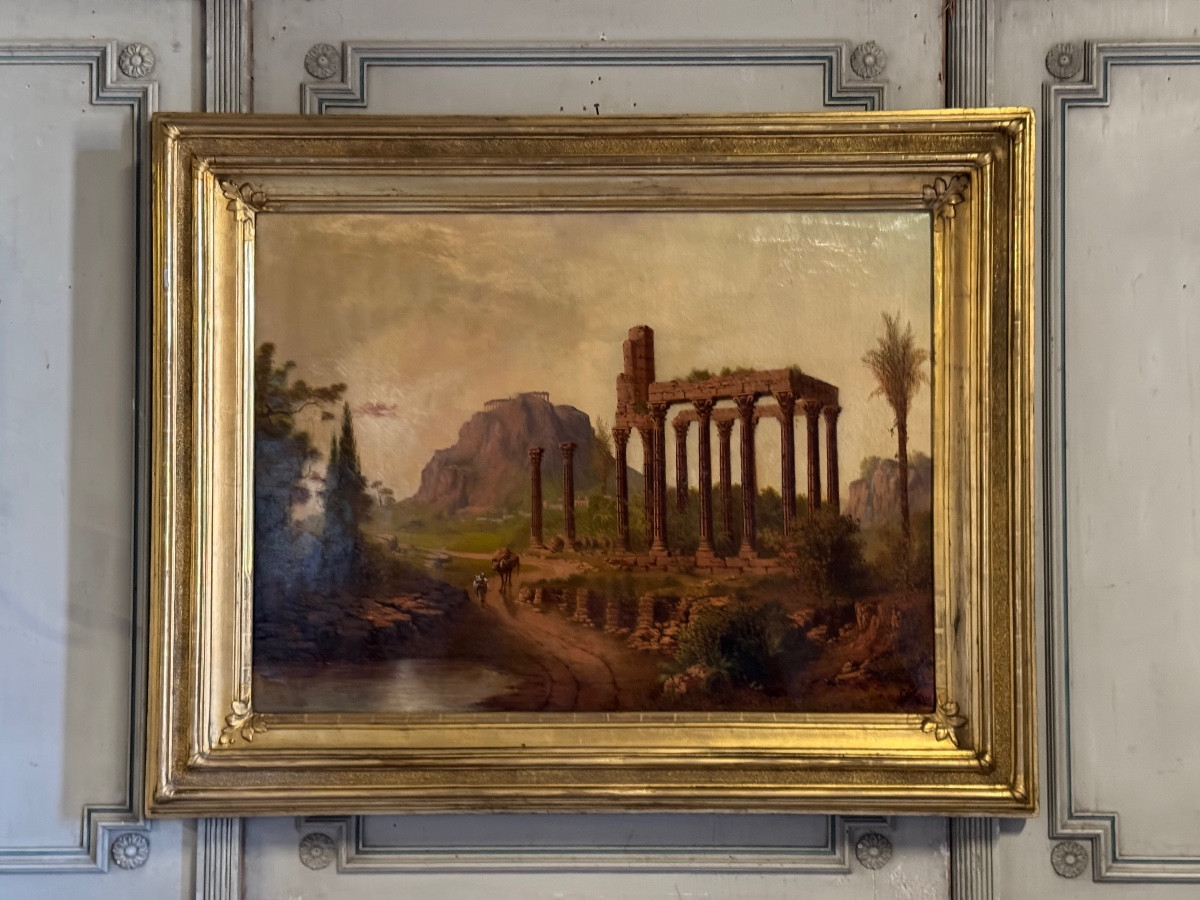 View Of The Parthenon, Imaginary Landscape, Oil On Canvas, Signed And Dated 1881?