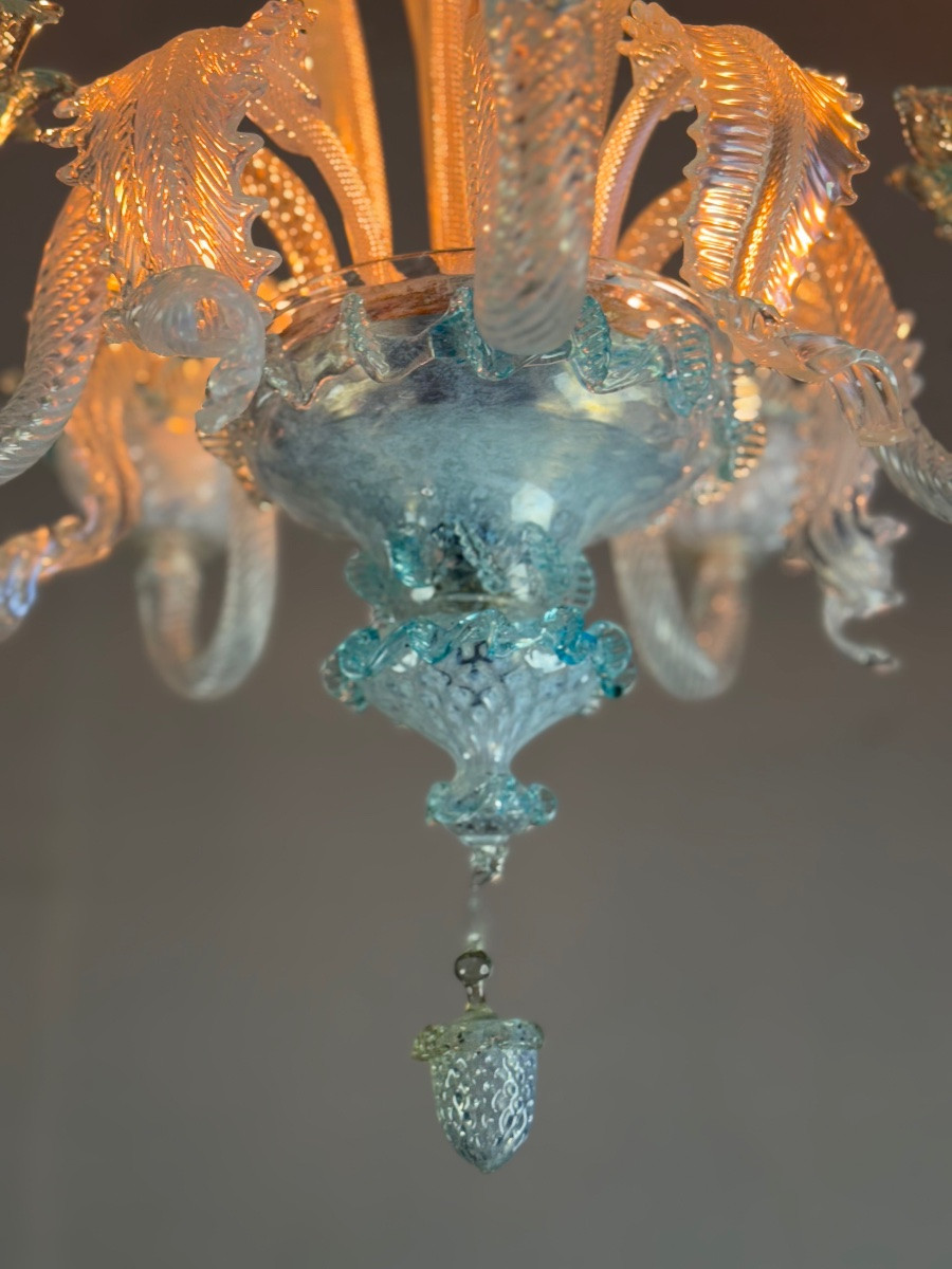 Venetian Murano Glass Chandelier In Shades Of Blue, Circa 1950 -photo-1