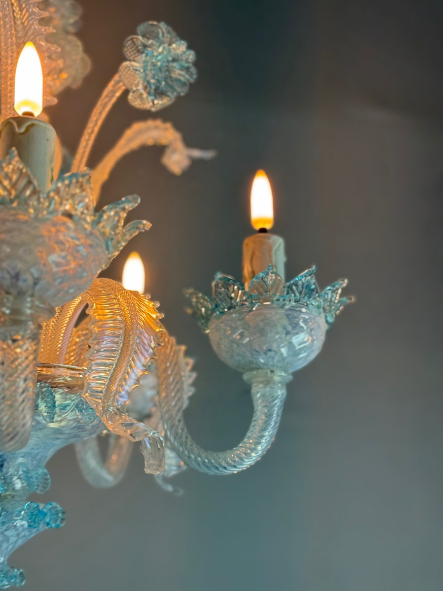 Venetian Murano Glass Chandelier In Shades Of Blue, Circa 1950 -photo-7