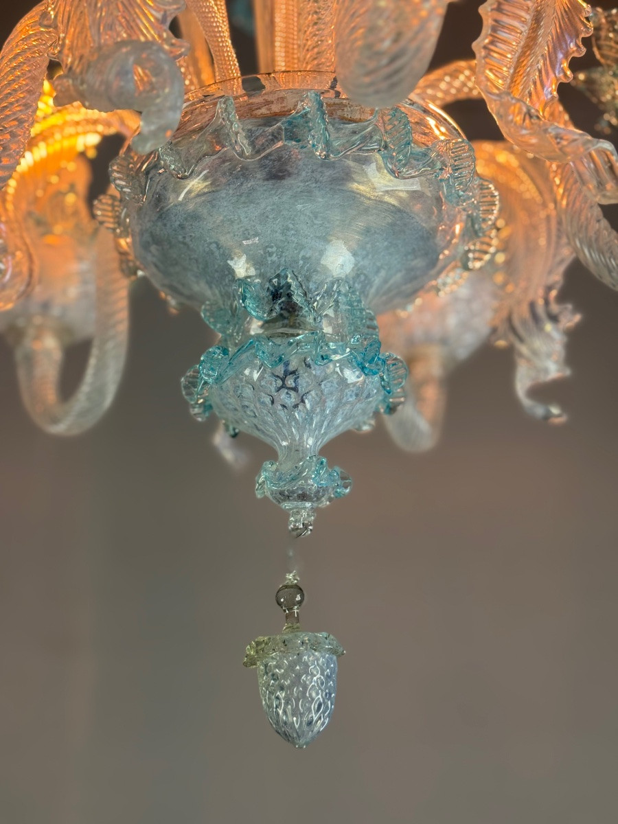 Venetian Murano Glass Chandelier In Shades Of Blue, Circa 1950 -photo-8