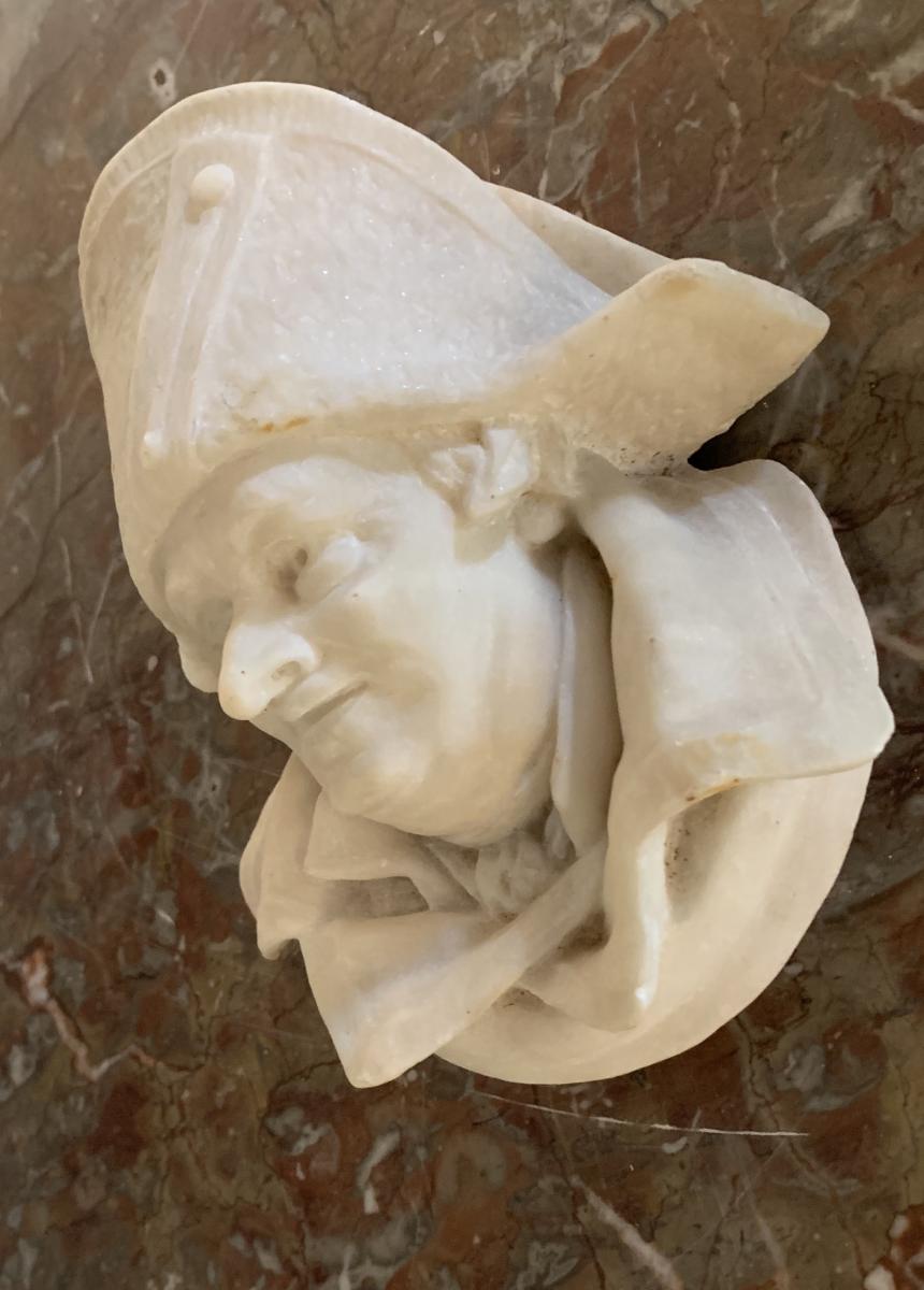 Marble Sculpture, Head Of Man In Hat-photo-4